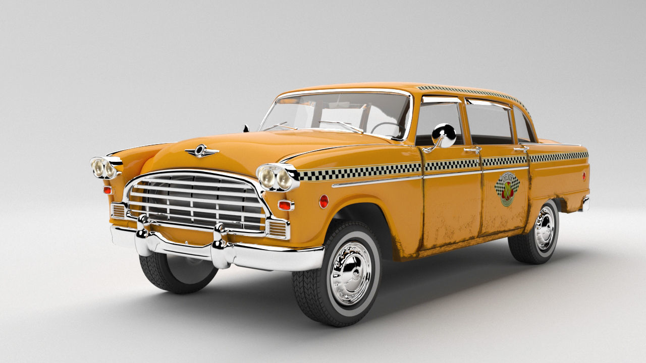 Taxi Car Old Checker Cab Taxi Chicago 3D model_6