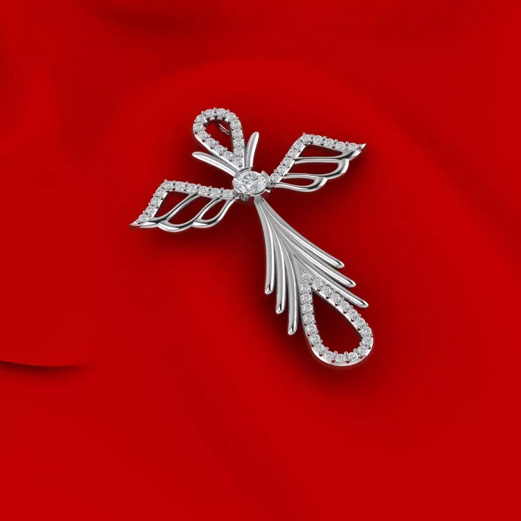 Cross with angels wings 2 3D print model_0