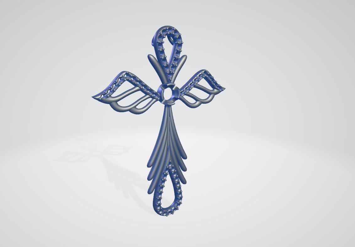 Cross with angels wings 2 3D print model_7