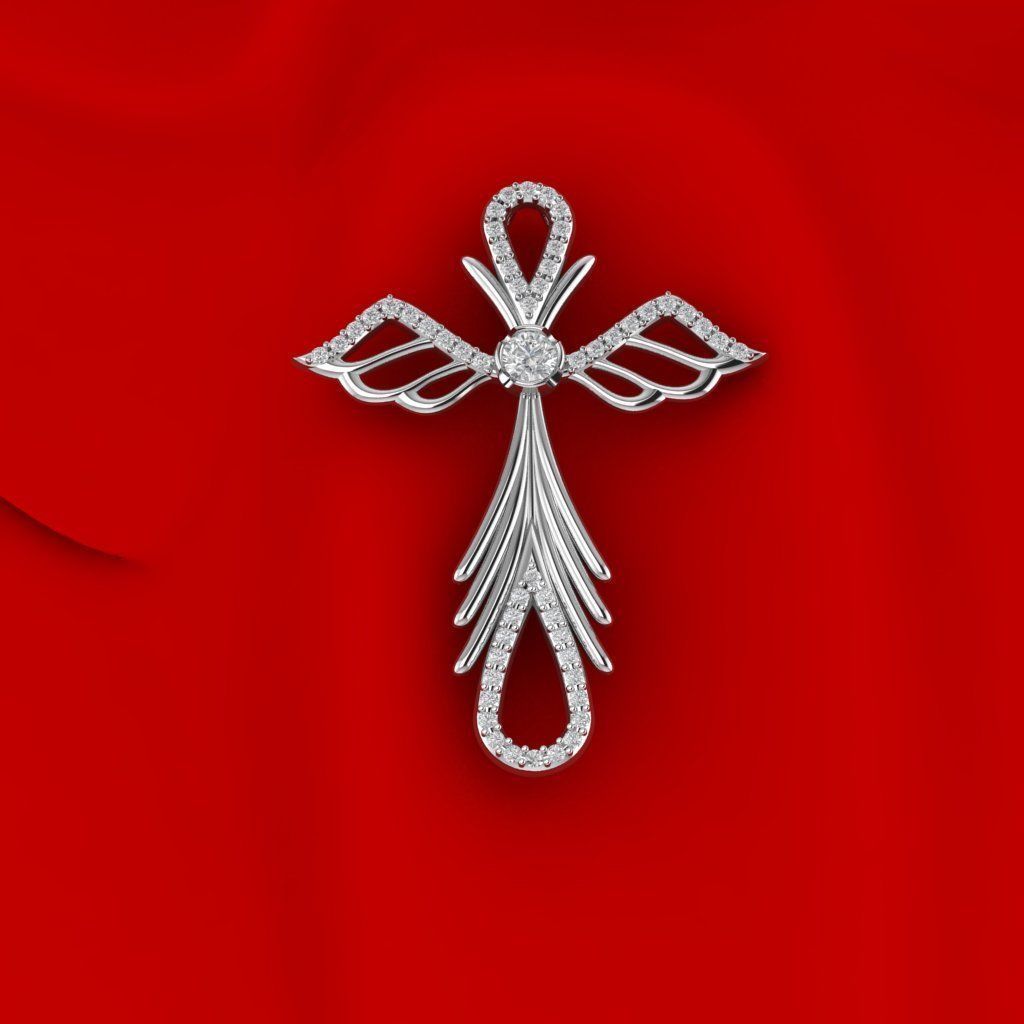 Cross with angels wings 2 3D print model_1