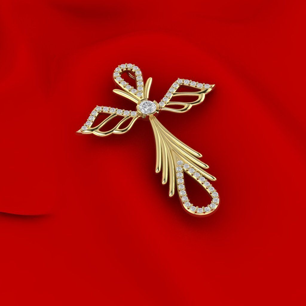 Cross with angels wings 2 3D print model_9