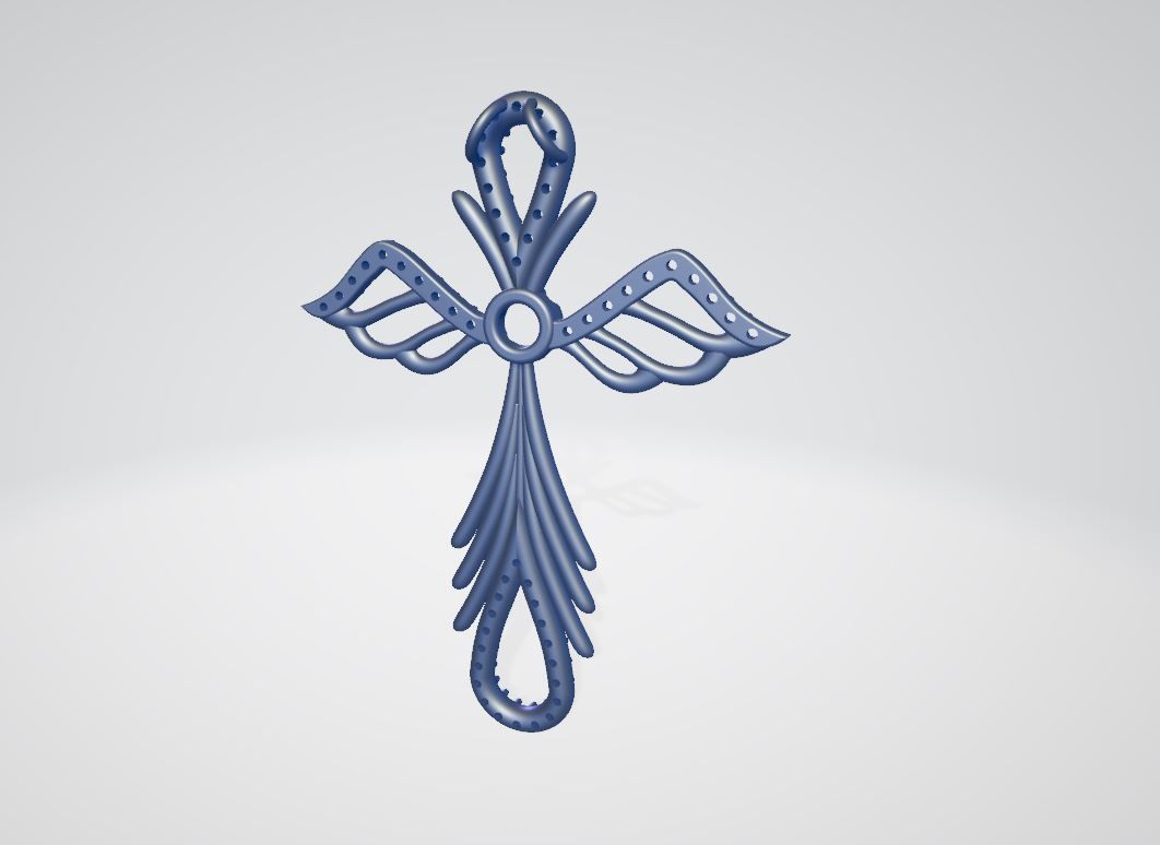 Cross with angels wings 2 3D print model_8