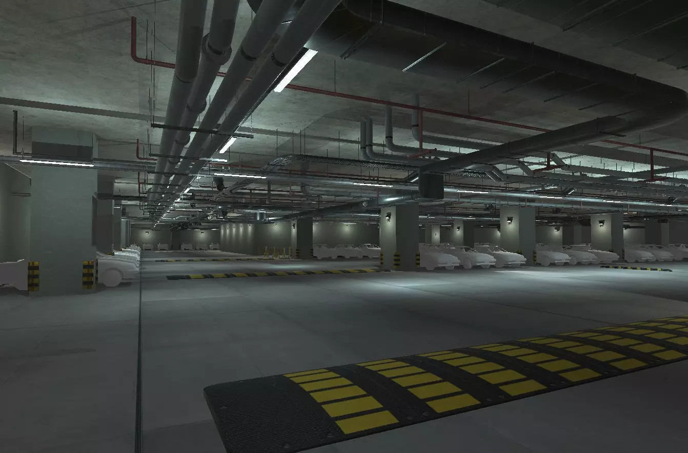 Indoor Parking Lot Low-poly 3D model_0