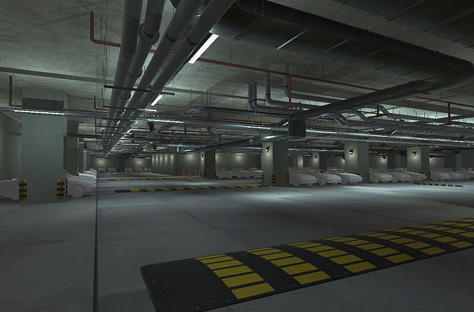 Indoor Parking Lot Low-poly 3D model
