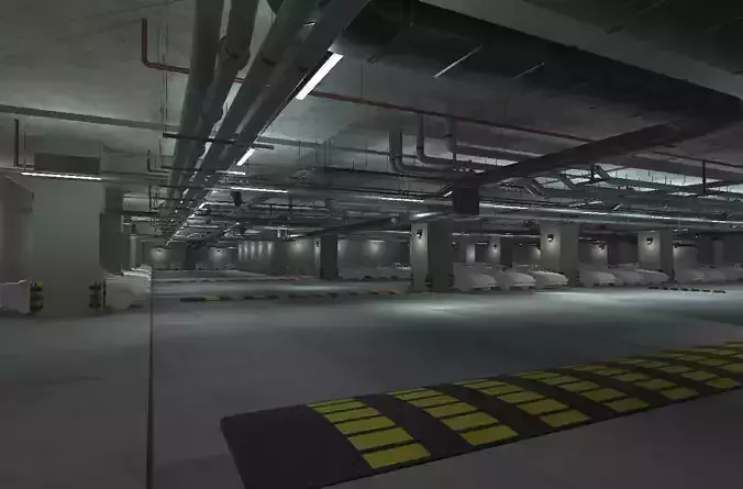 Indoor Parking Lot Low-poly 3D model