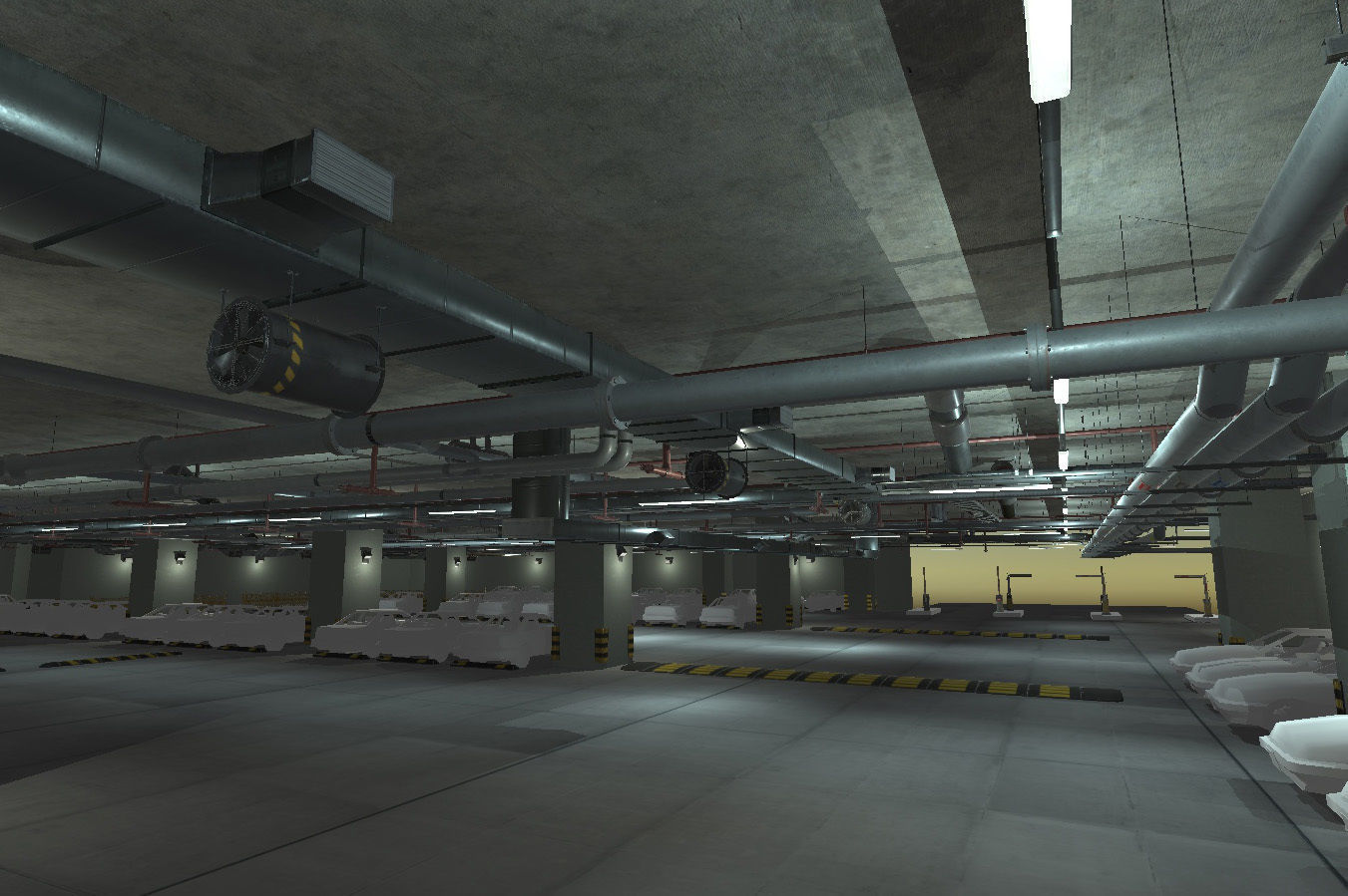 Indoor Parking Lot Low-poly 3D model_2