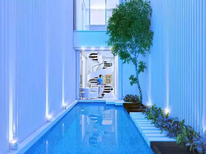 House with pool 3d