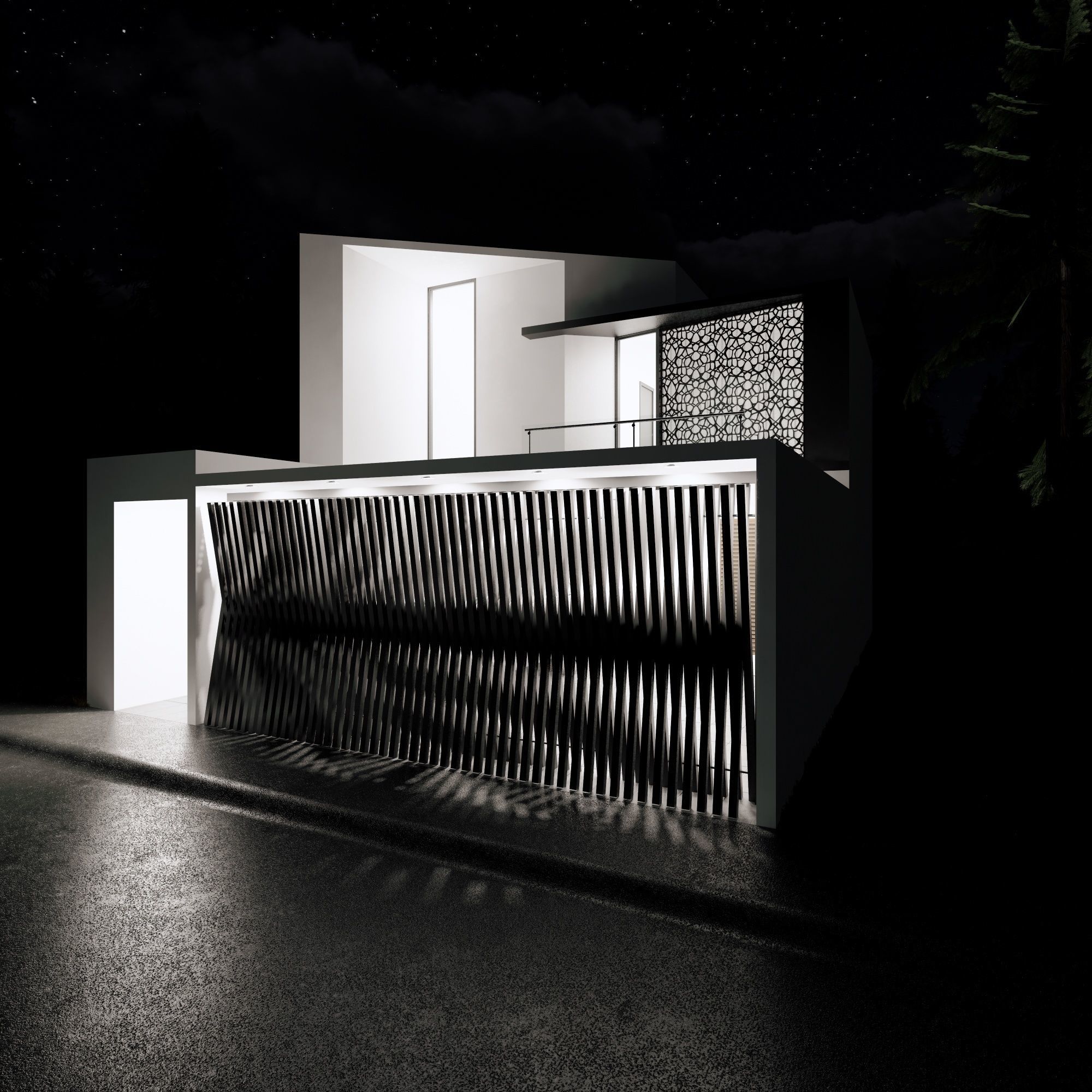 Modern Family House  Low-poly 3D model_4