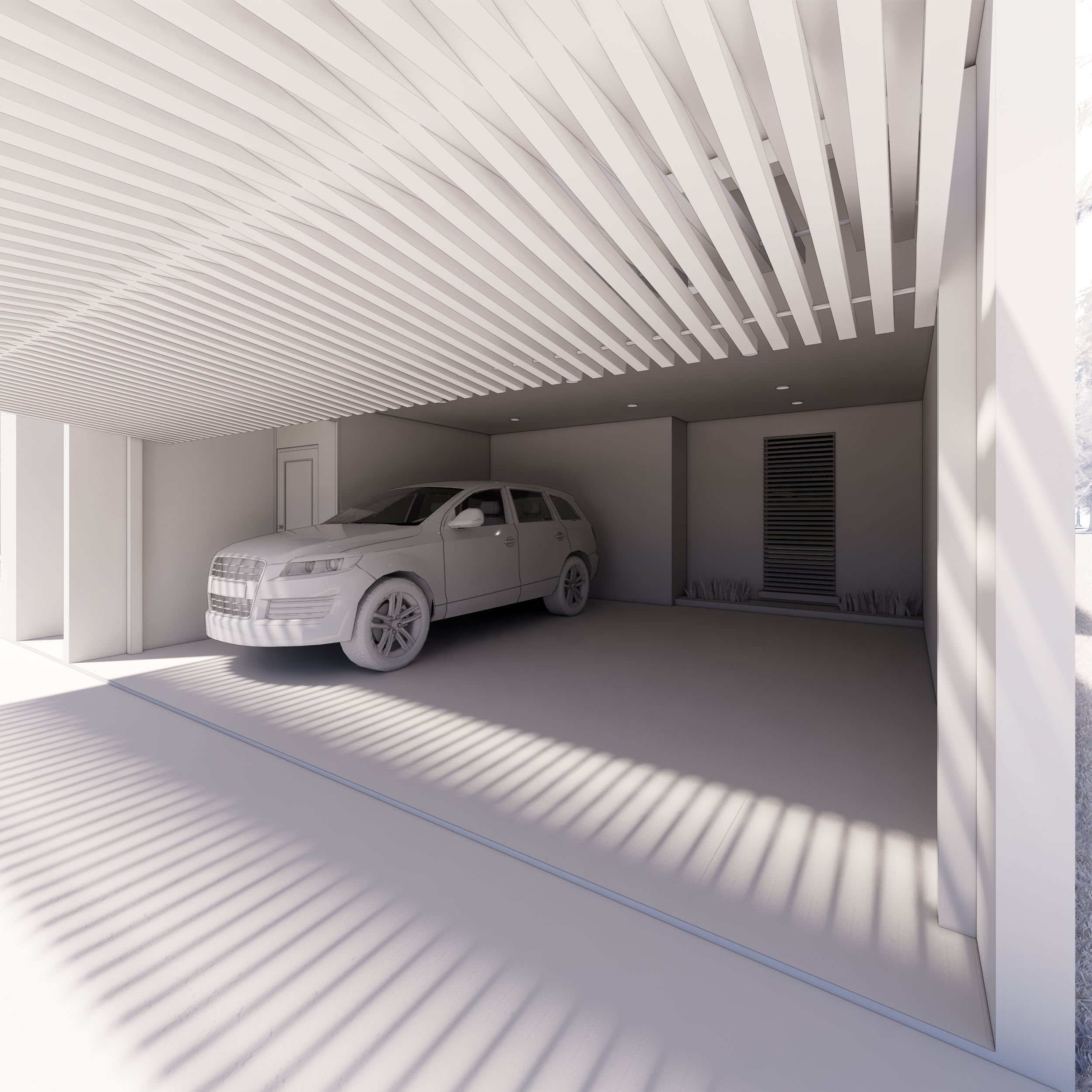 Modern Family House  Low-poly 3D model_8