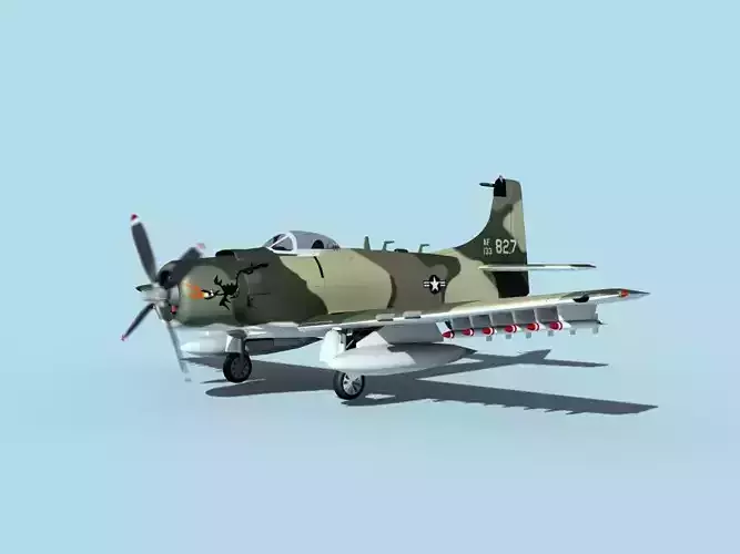 Douglas A-1H Skyraider V13 USAF 3D model