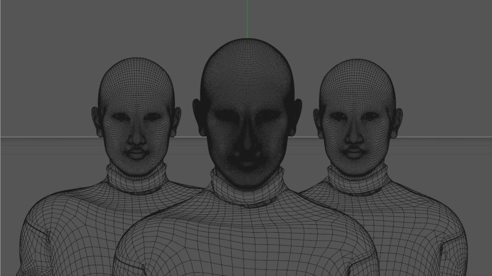 Innocent group of robots with eyes 3D model_1