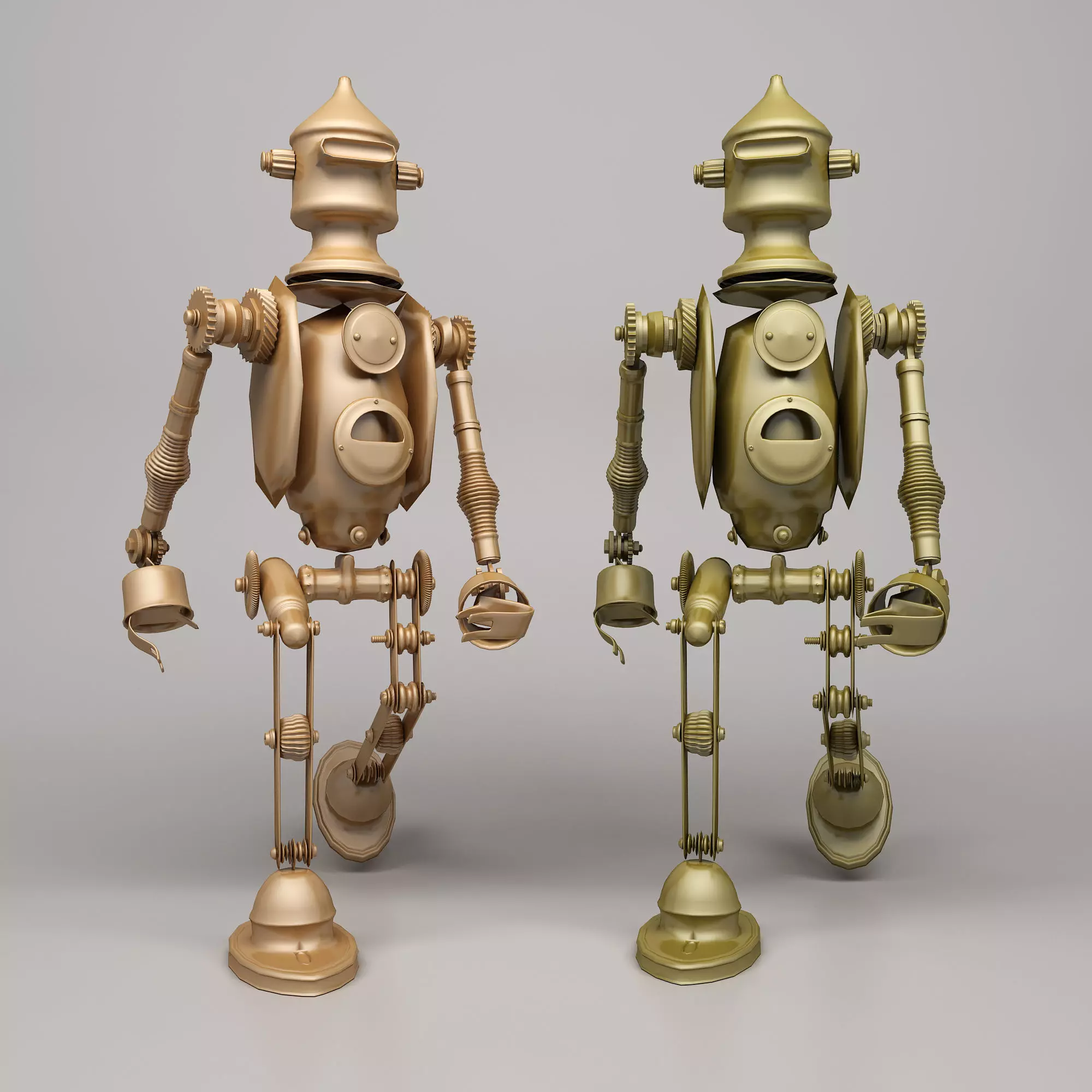 Robot two golden robots 3D model_0