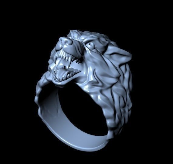 Wolf Ring 3D print model_4