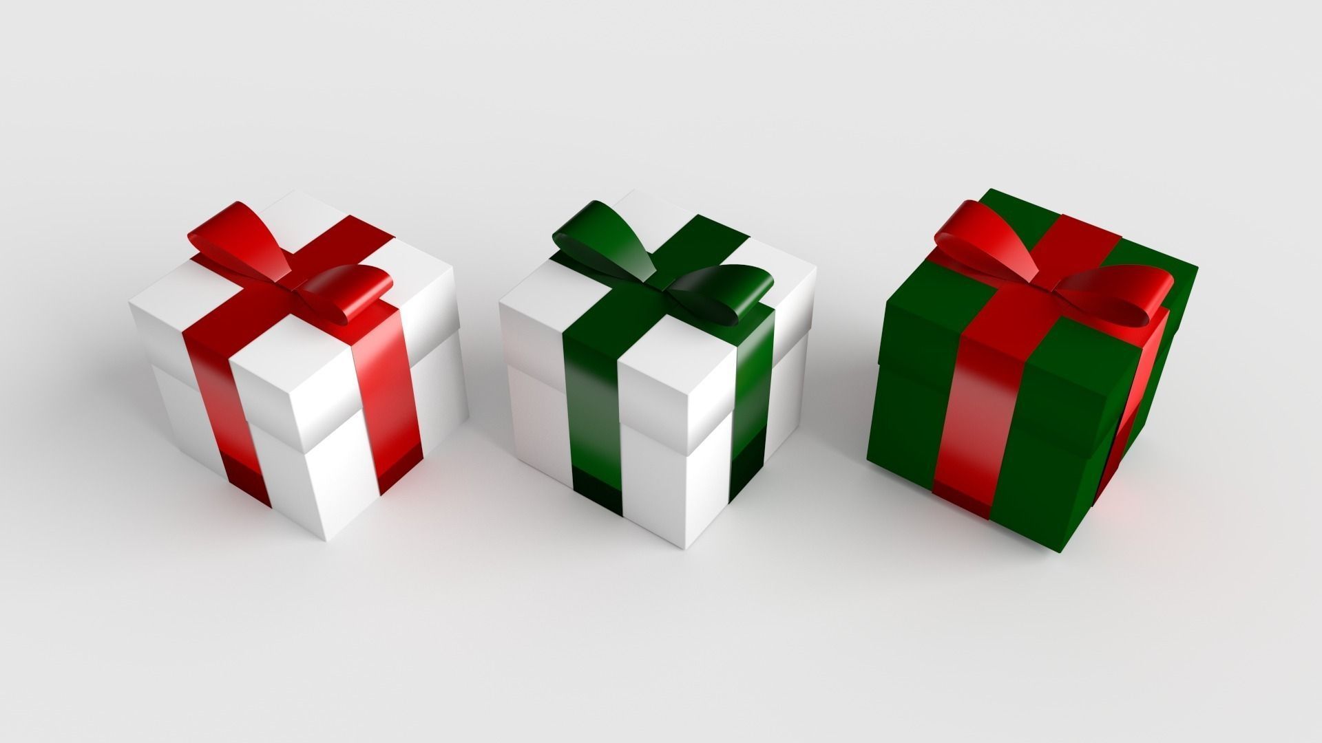 Set of Xmas Themed Gift Boxes Free 3D model_1