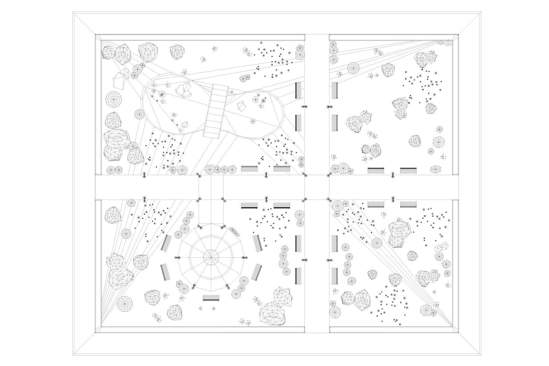Low Poly Park with trees and pond Low-poly 3D model_10