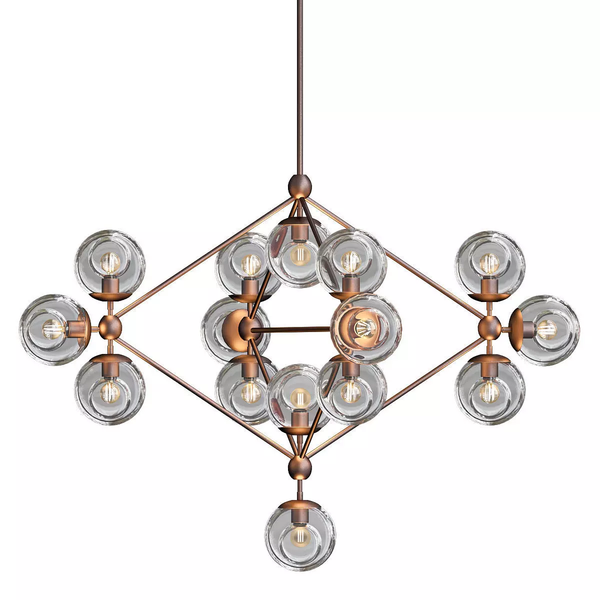Modo chandelier 15 globes bronze clear von Roll Hill 3D model_0
