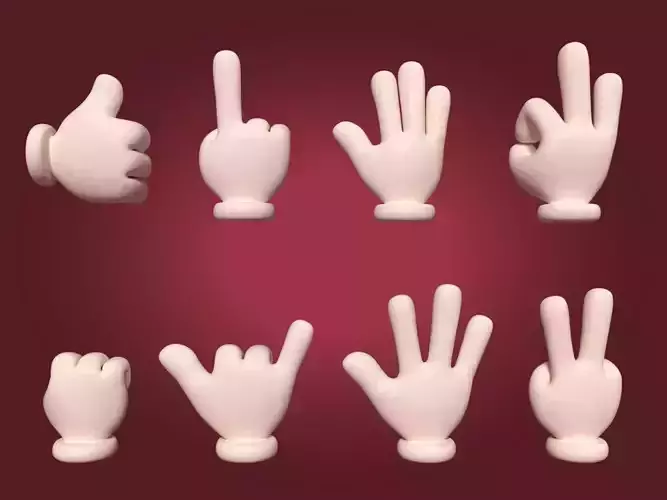 Hand Emoji Signs - Icons Collection Low-poly 3D model