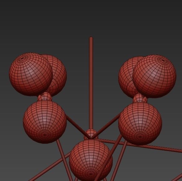 Modo chandelier 15 globes brass clear von Roll Hill 3D model_3