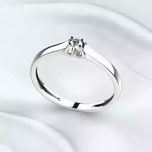 Single Diamond Golden Ring 3D print model