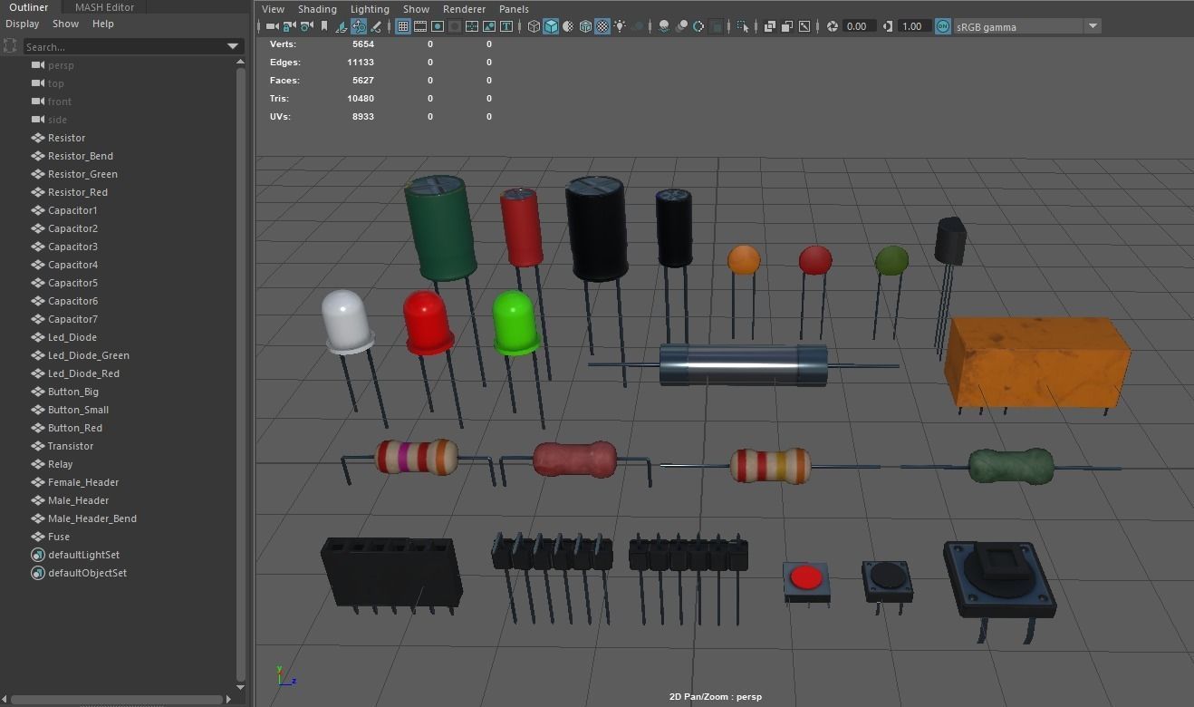 Electronic Components Low-poly 3D model_3