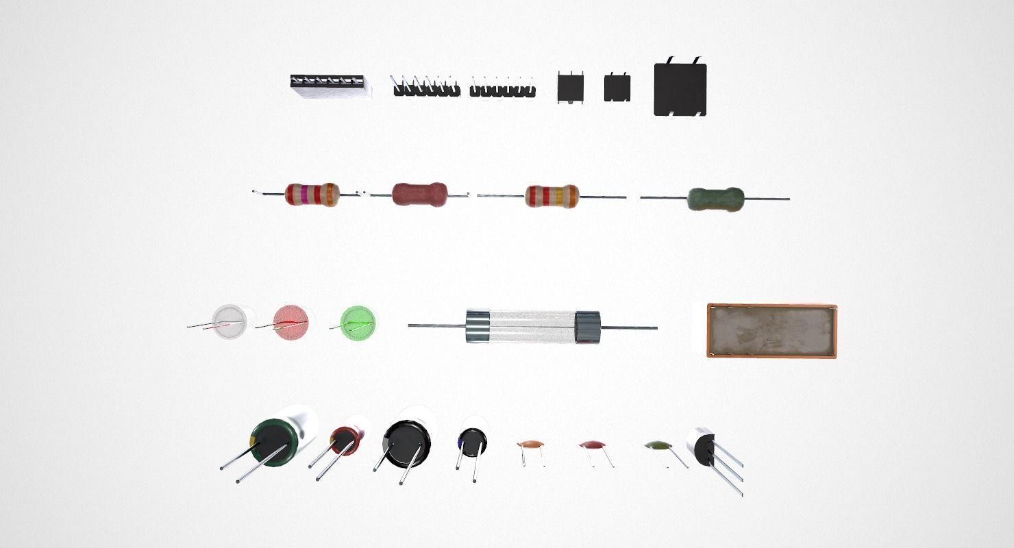 Electronic Components Low-poly 3D model_9