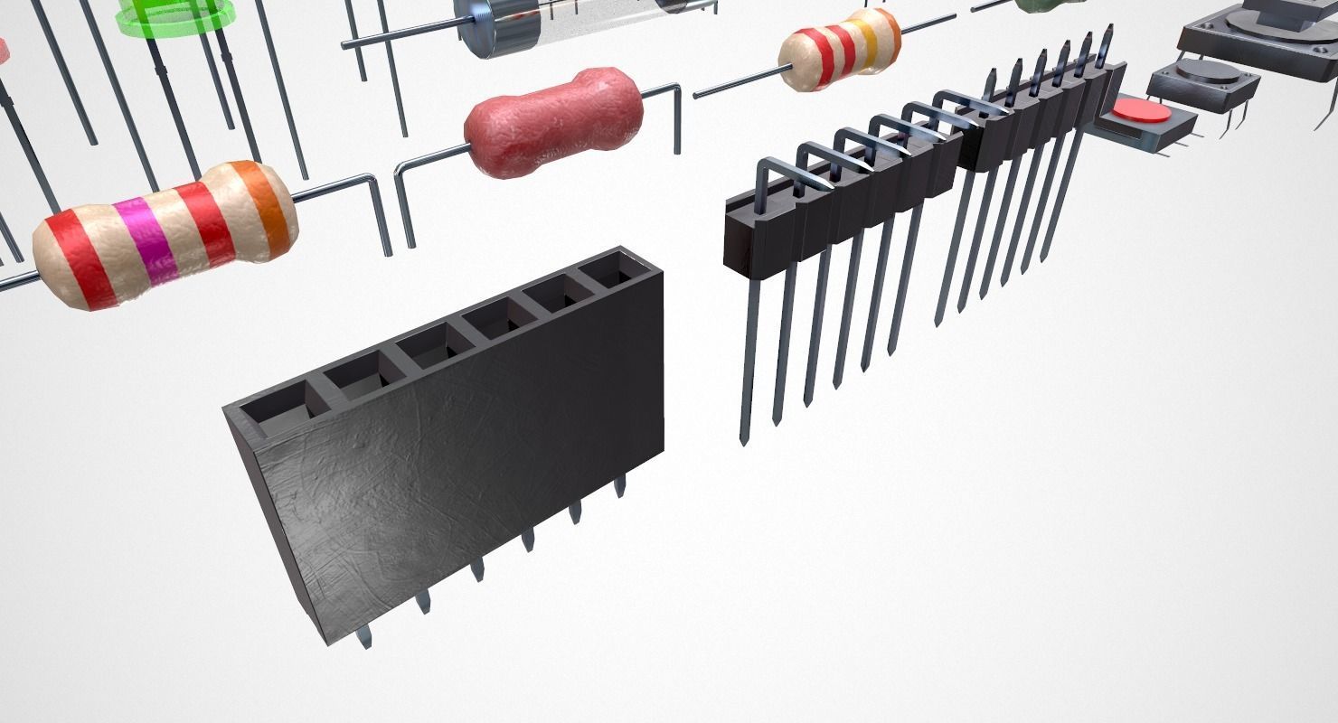 Electronic Components Low-poly 3D model_15