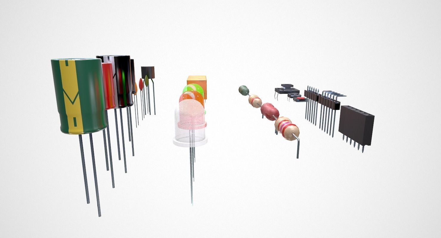 Electronic Components Low-poly 3D model_10