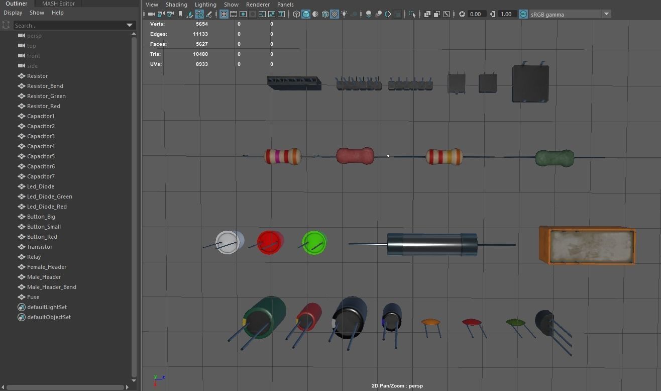 Electronic Components Low-poly 3D model_5