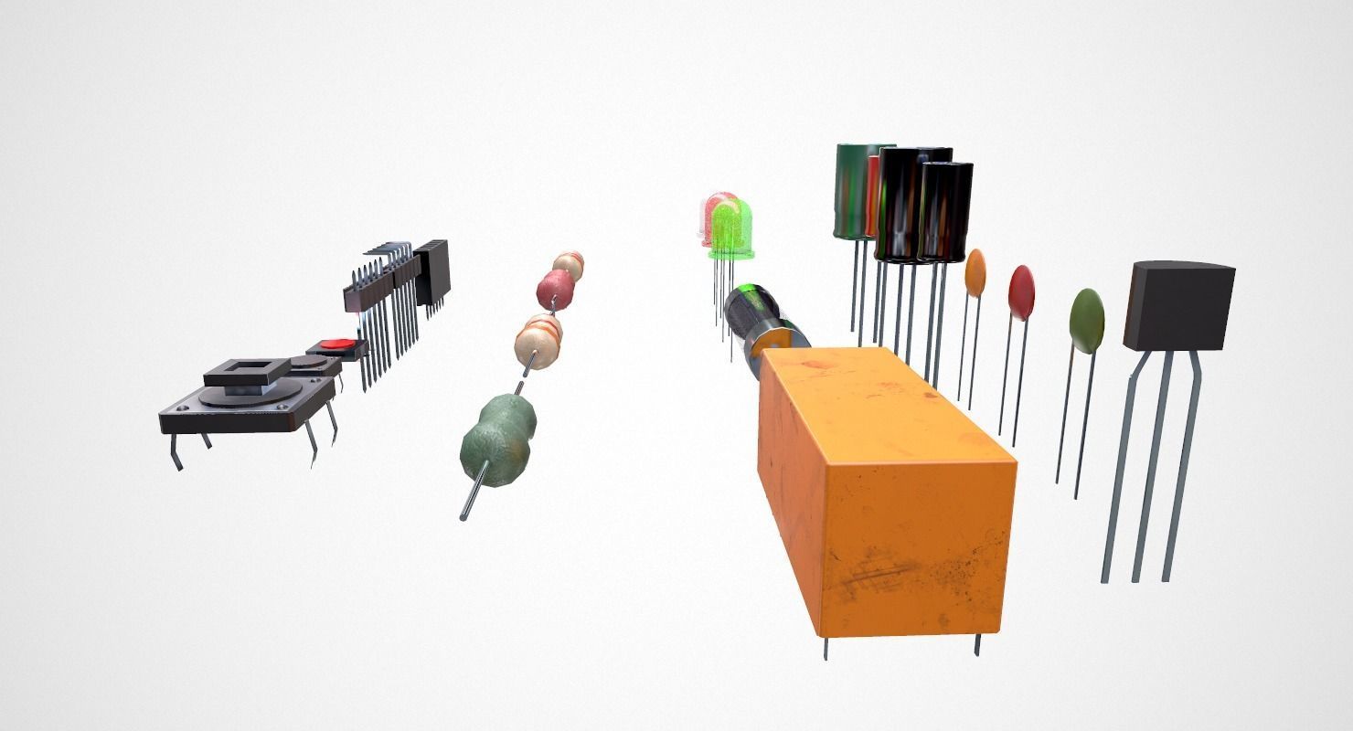 Electronic Components Low-poly 3D model_11