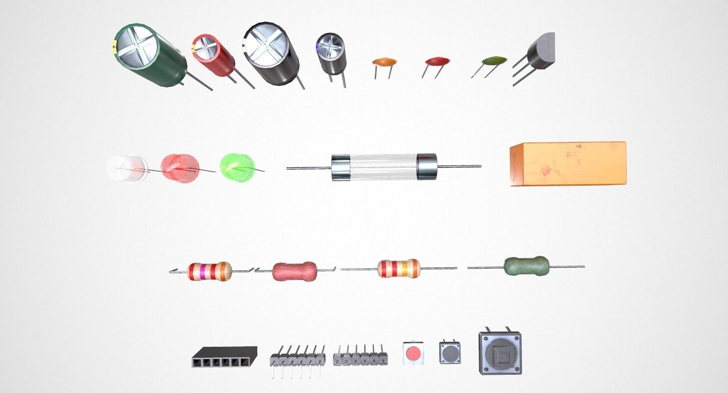 Electronic Components Low-poly 3D model_8