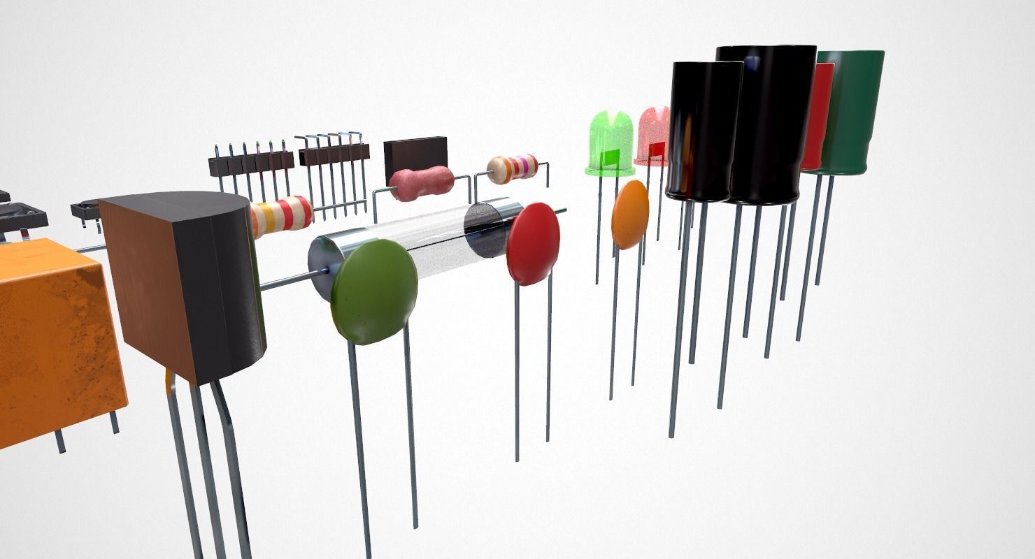 Electronic Components Low-poly 3D model_17