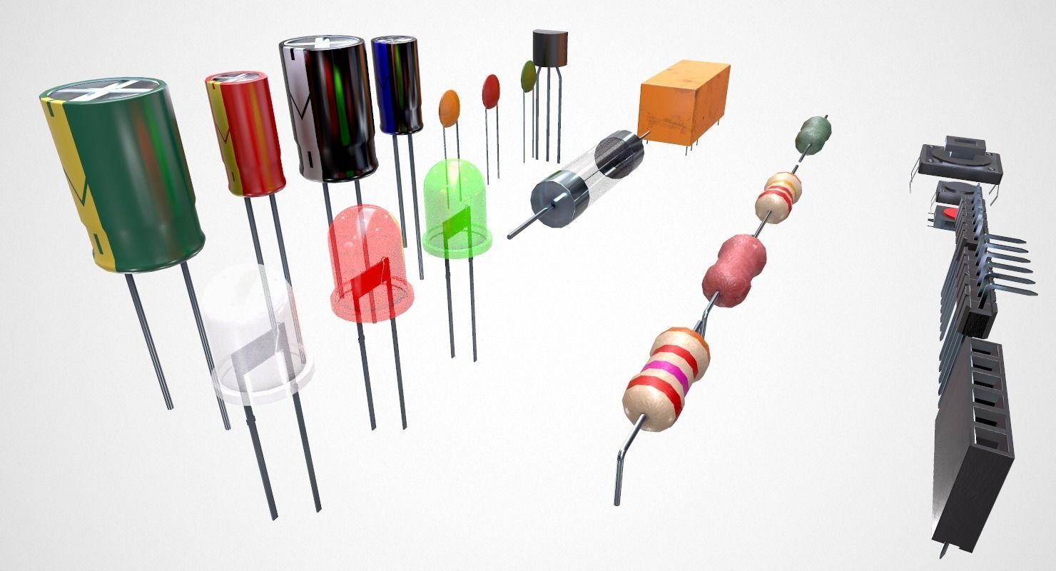 Electronic Components Low-poly 3D model_16