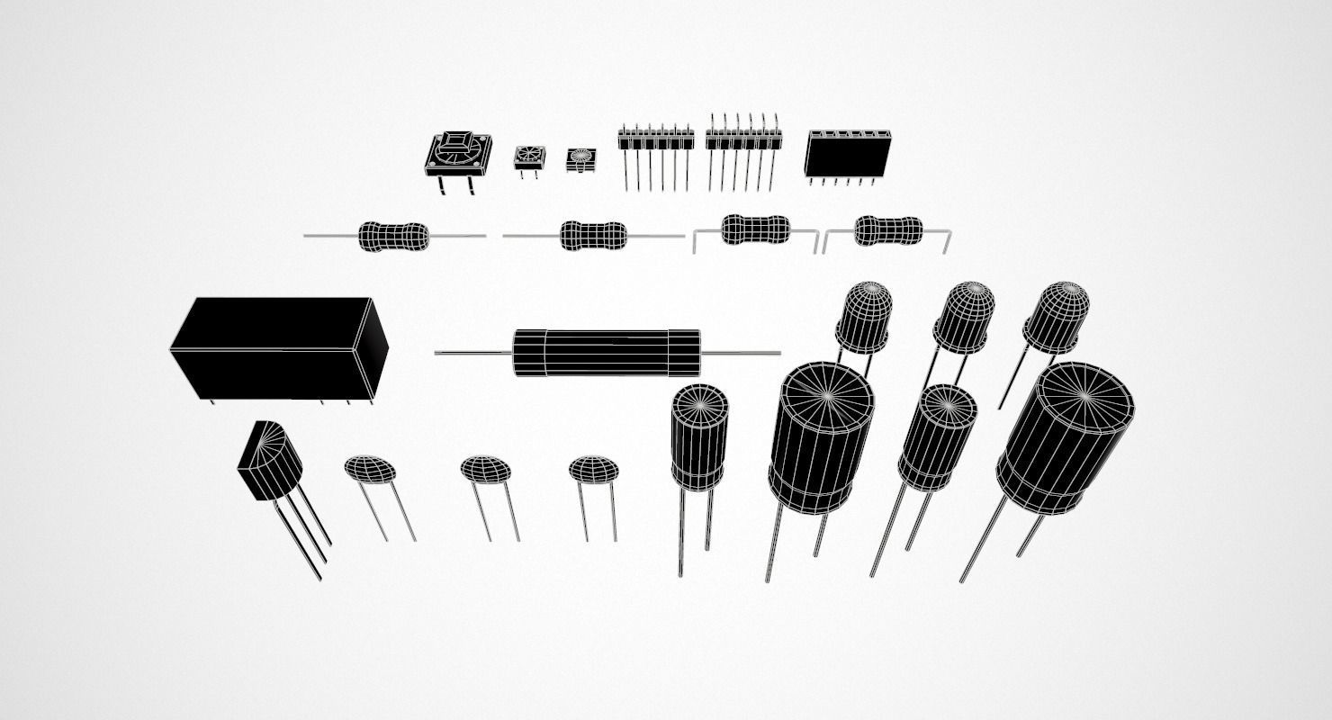 Electronic Components Low-poly 3D model_23