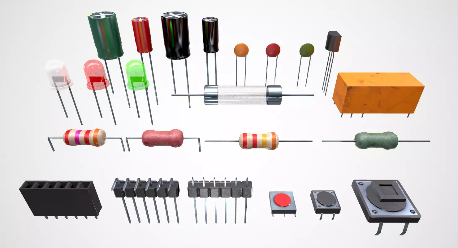 Electronic Components Low-poly 3D model_0