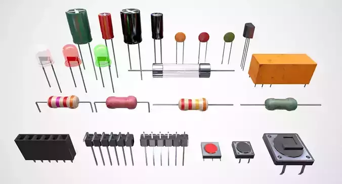 Electronic Components Low-poly 3D model