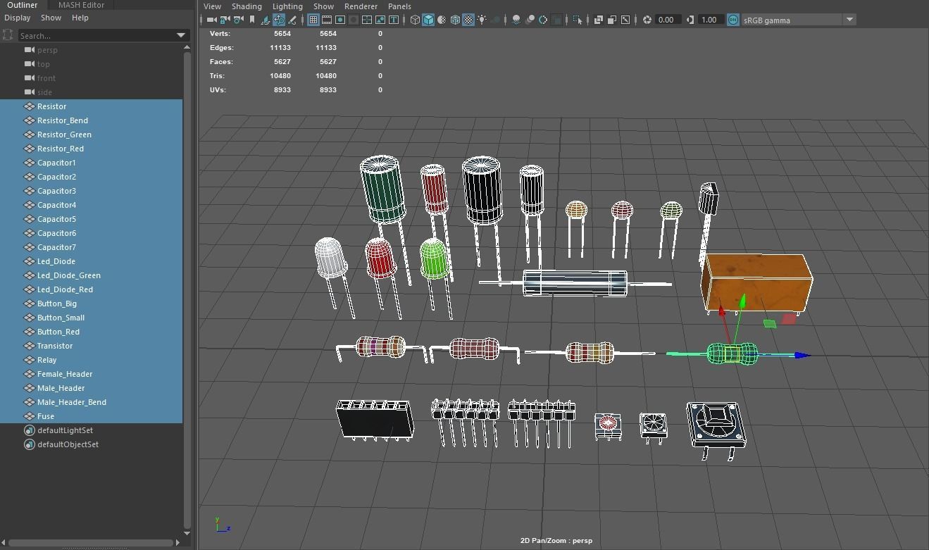 Electronic Components Low-poly 3D model_4