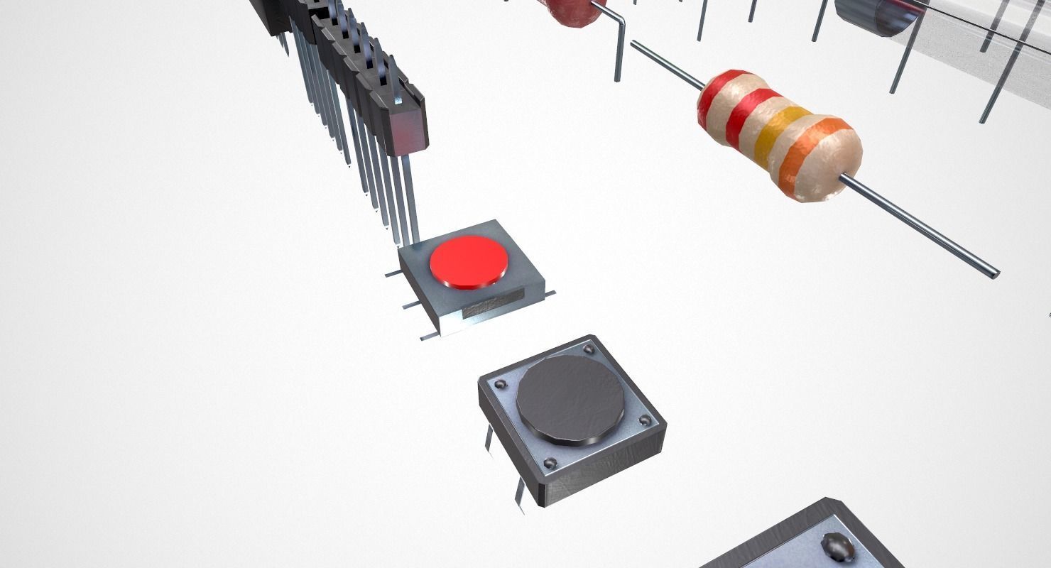 Electronic Components Low-poly 3D model_13