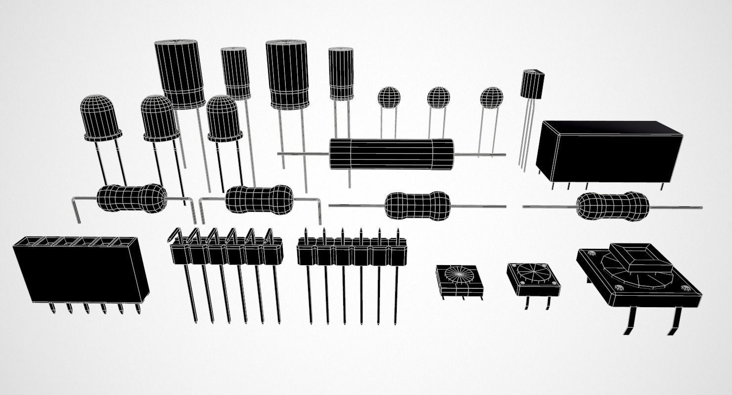 Electronic Components Low-poly 3D model_21
