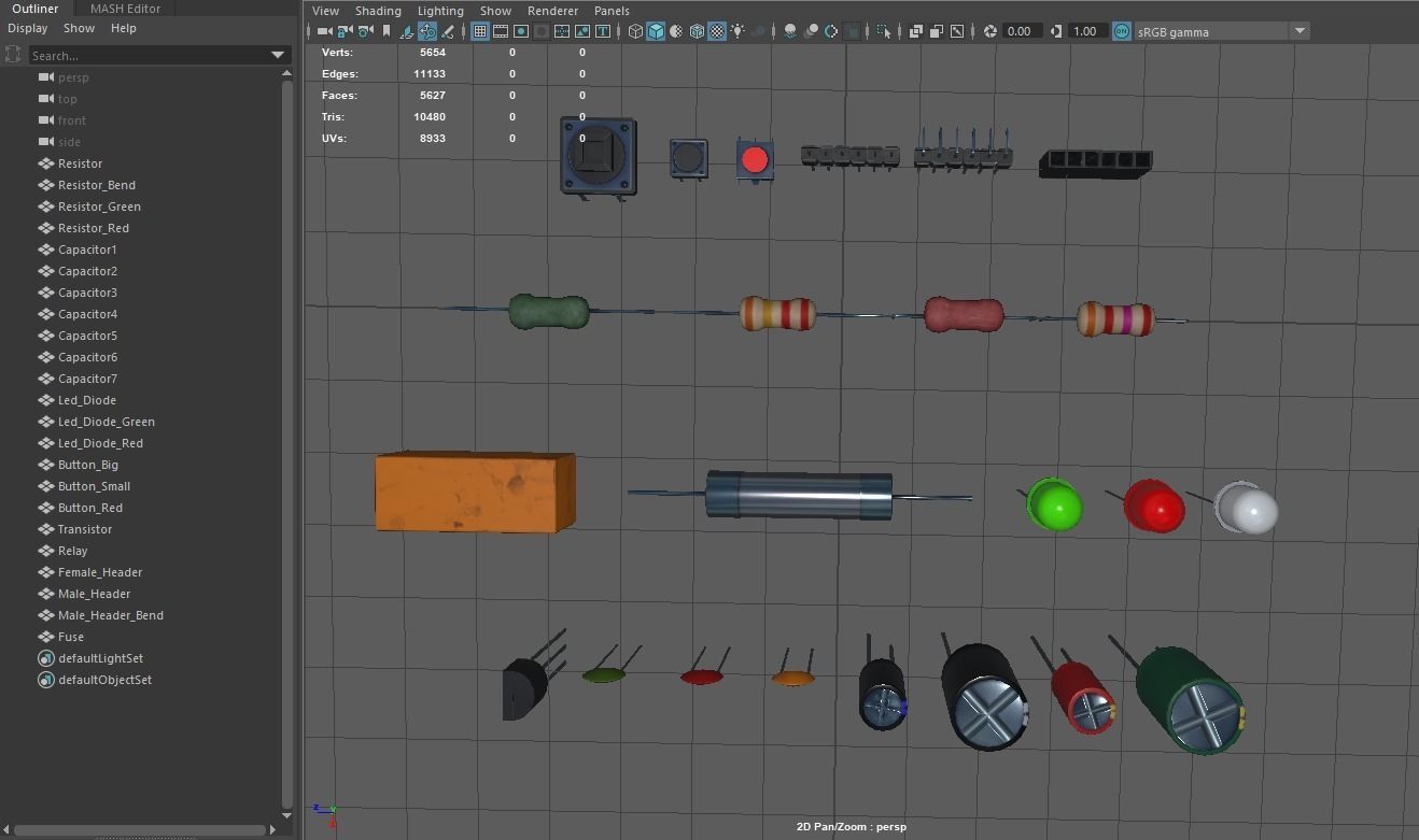 Electronic Components Low-poly 3D model_7