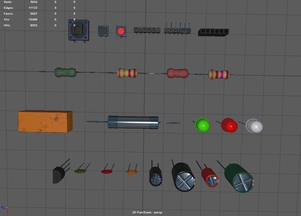Electronic Components Low-poly 3D model_6