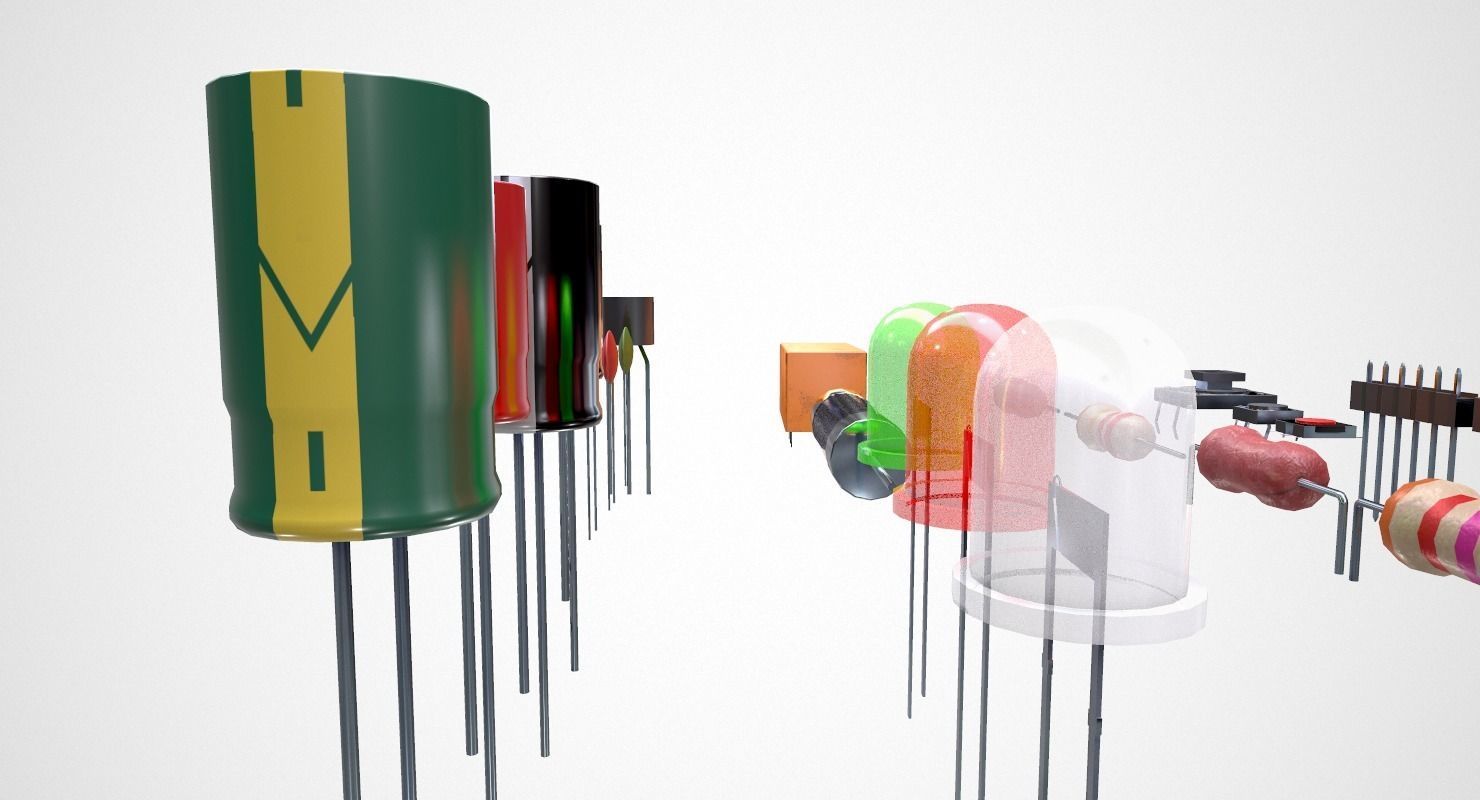 Electronic Components Low-poly 3D model_19