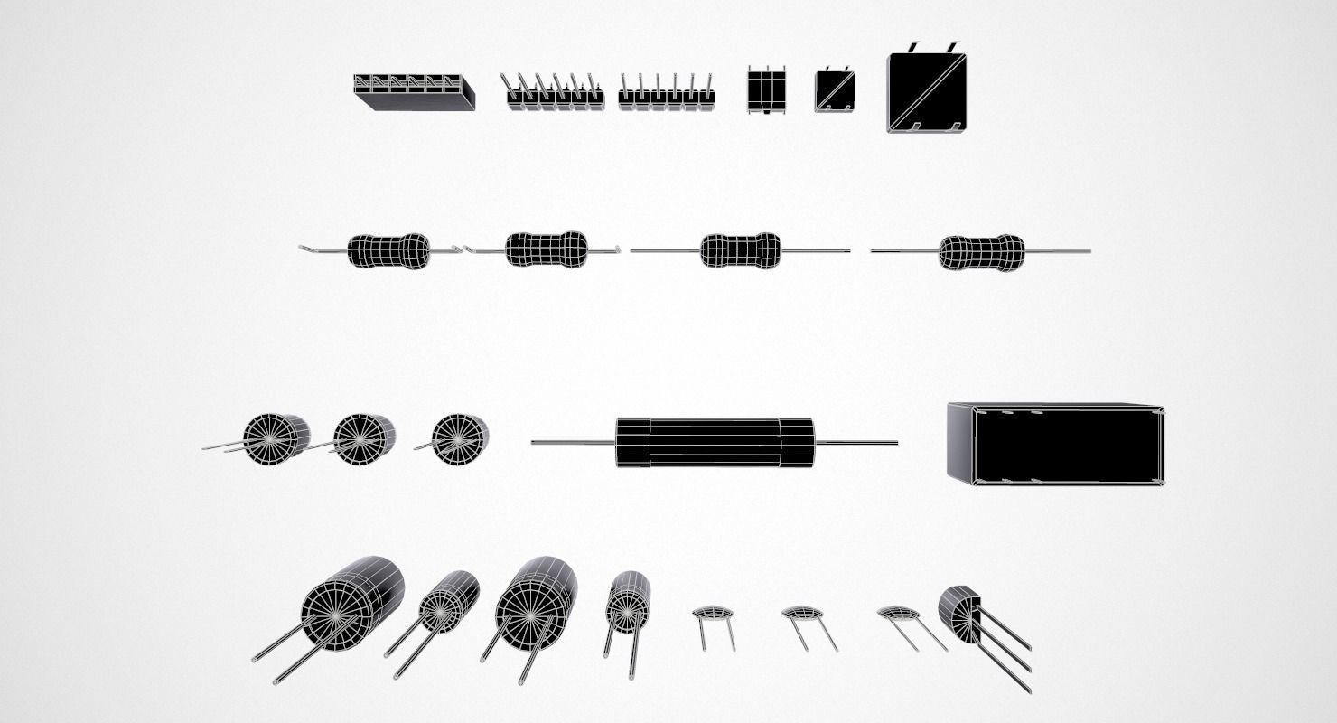 Electronic Components Low-poly 3D model_24