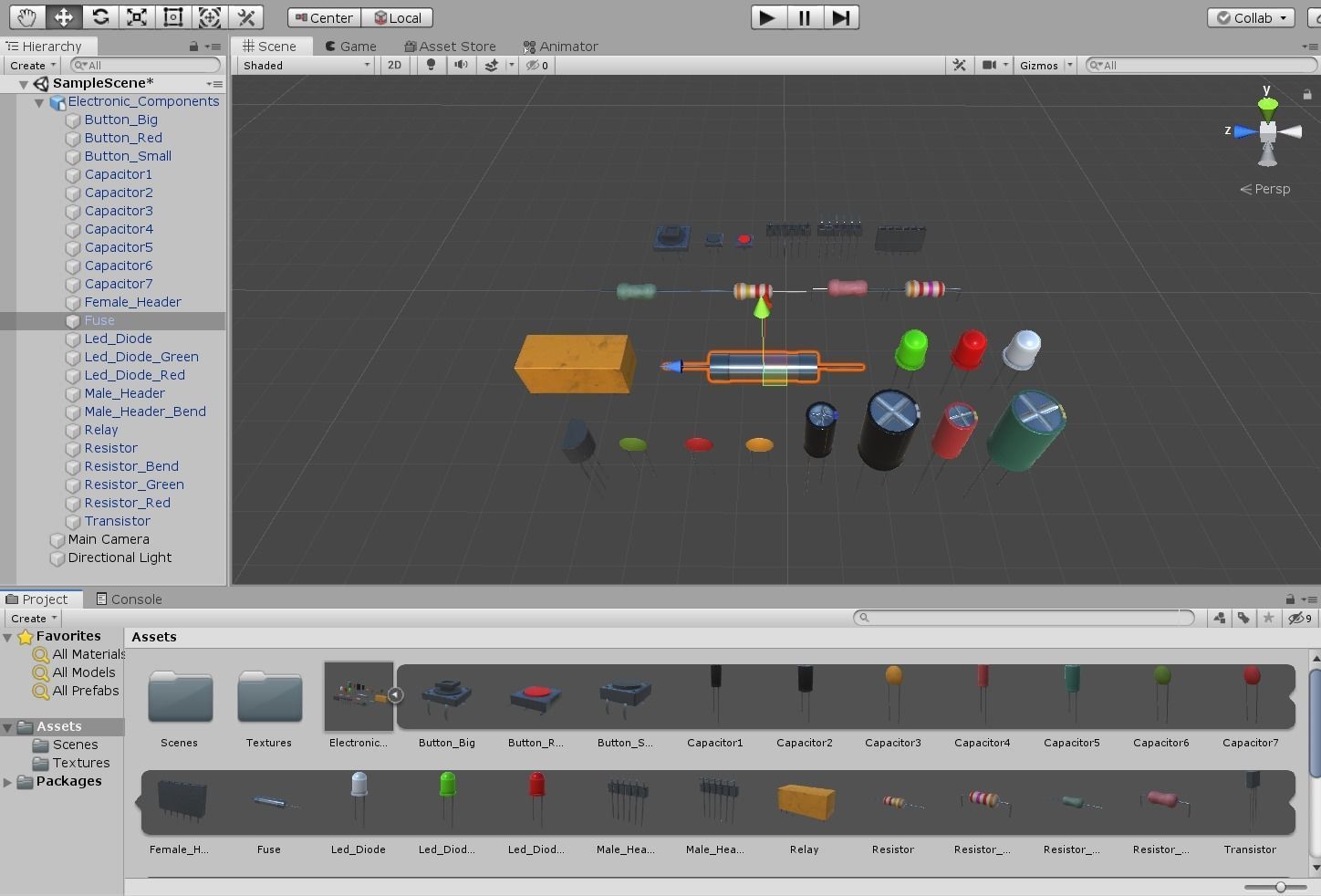 Electronic Components Low-poly 3D model_2