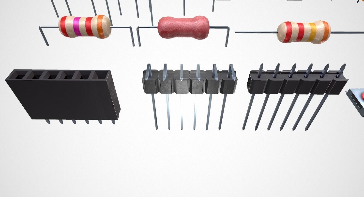 Electronic Components Low-poly 3D model_14