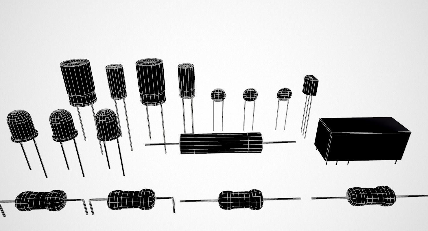 Electronic Components Low-poly 3D model_20