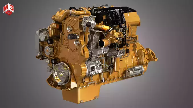 CT15 Heavy Duty Truck Engine - 6 Cylinder Diesel Engine 3D model