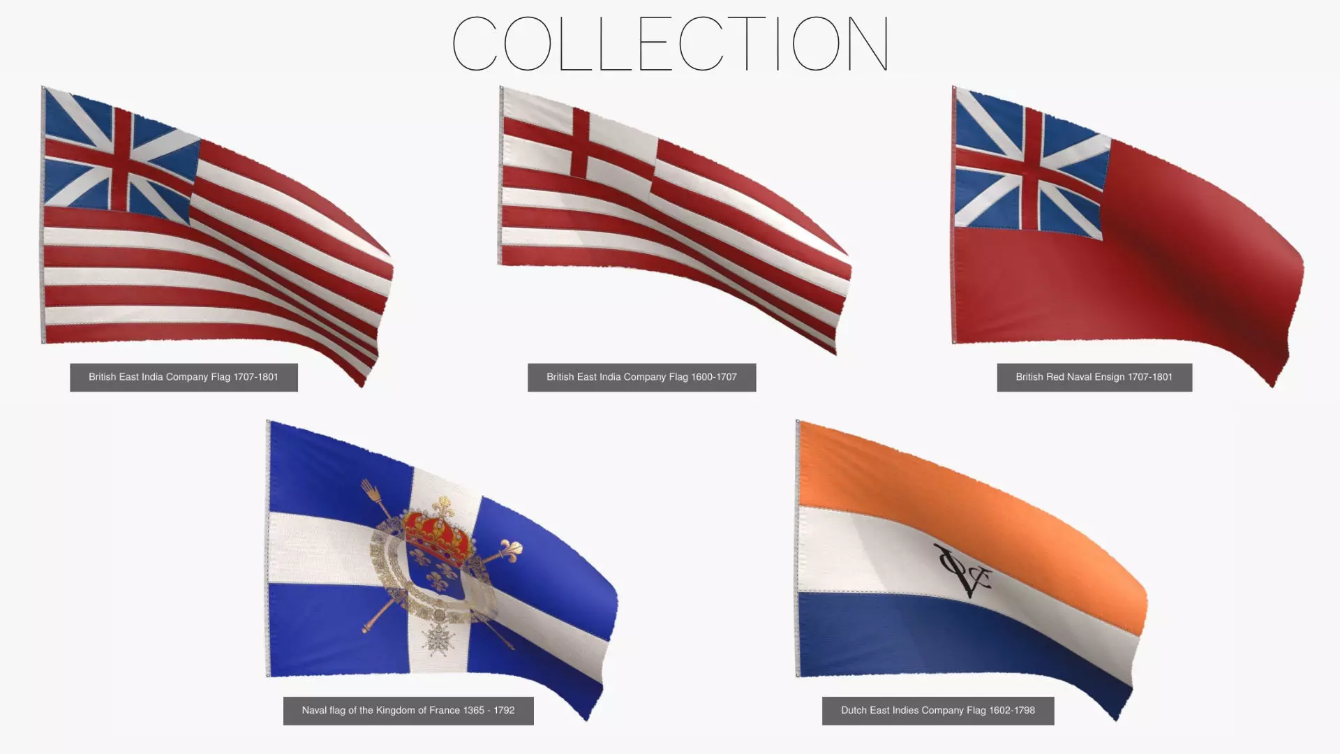 Old Merchants Naval Flags 3D Model Collection_0