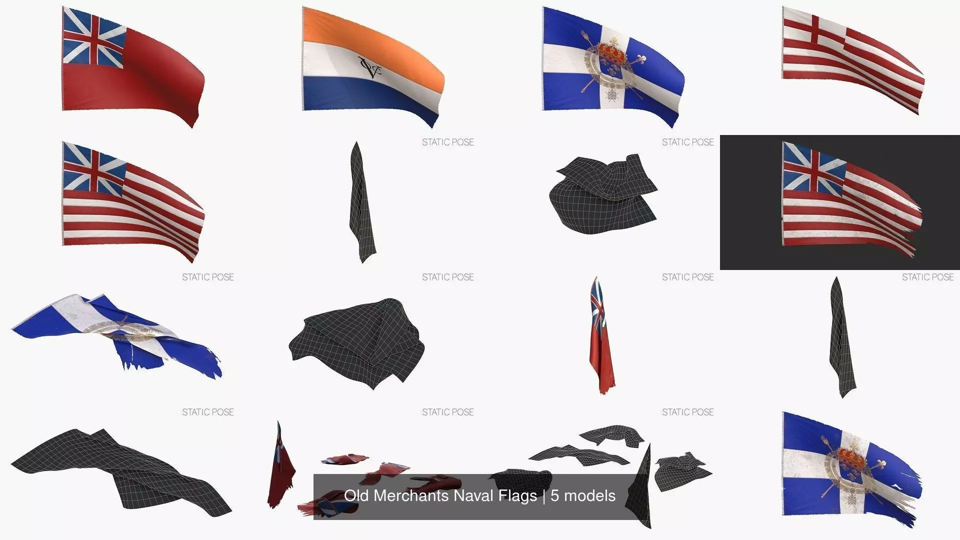 Old Merchants Naval Flags 3D Model Collection_5