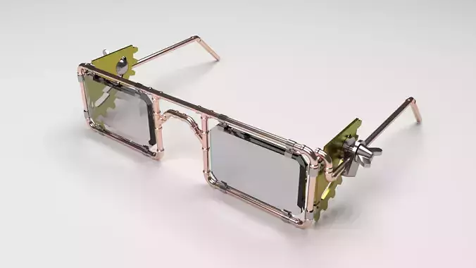 Glasses pair of sunglasses made out of metal and glass 3D model