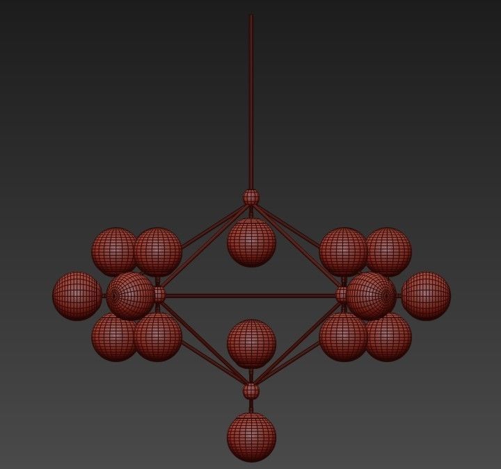 Modo chandelier 15 globes black cream von Roll Hill 3D model_1